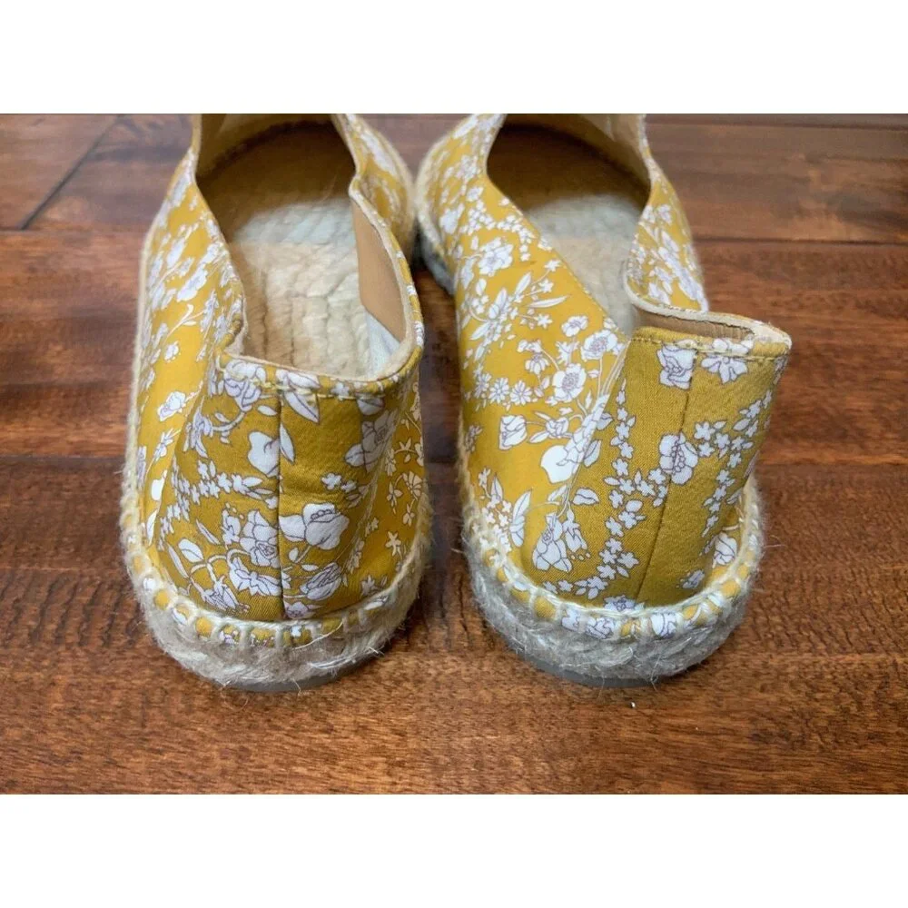 Castaner White & Mustard Yellow Floral Print Hemp Sole Flats, Size 38 (Eur)